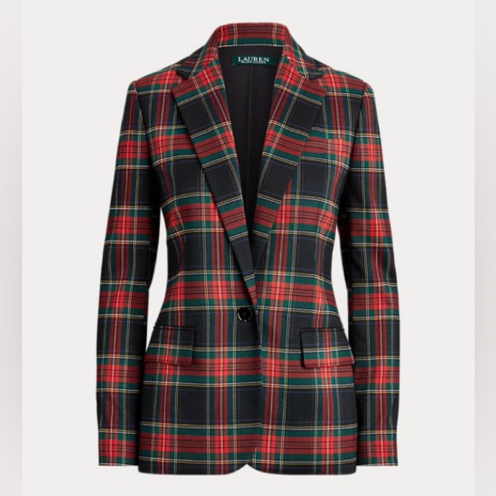 LAUREN RALPH LAUREN Tartan-Print Blazer Size 2 NWT